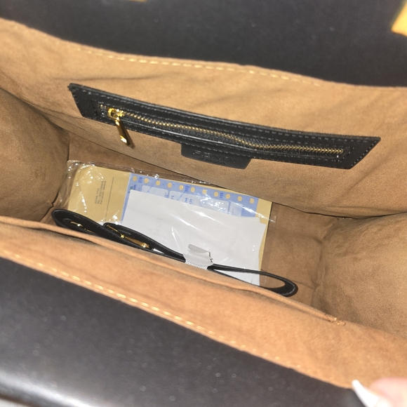 Fndi Black Tote Bag with Brown Handles - Picture 6 of 8